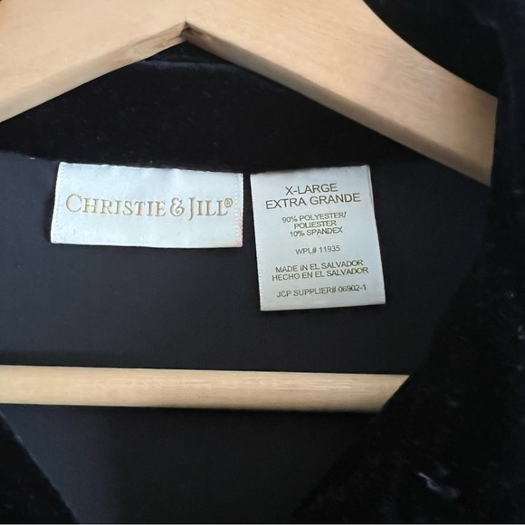 Christie And Jill Black Velvet Blouse XL Glam Rock Goth Holiday - Picture 3 of 5